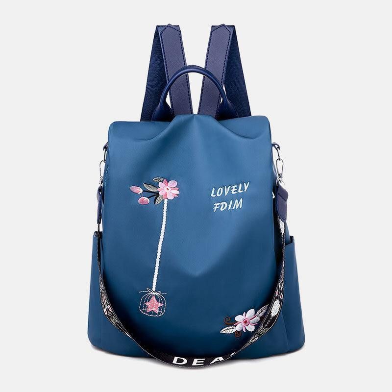 Sac À Dos Antivol Ethnique Imperméable À L'eau Avec Broderie Oxford Multi-port Pour Femmes