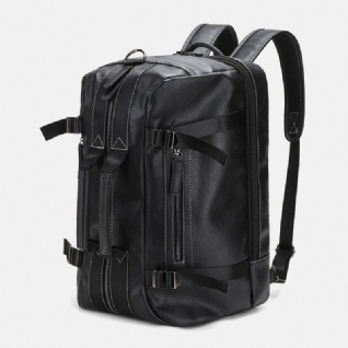 Sac À Dos En Cuir Pu Multi-usages Pour Hommes 15.6 Pouces Grande Capacité Sac Pour Ordinateur Portable Multi-poches Sac À Main Sacs À Bandoulière