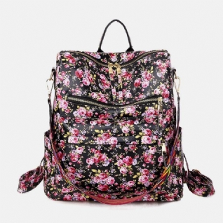 Sac À Dos Décontracté En Similicuir Pour Femme Motif Léopard Et Fleurs