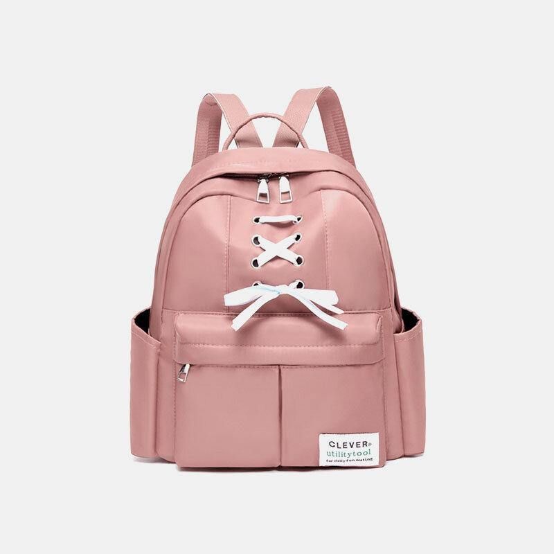 Sac À Dos Scolaire Multi-poches Imperméable Pour Femme Avec Nœud Papillon