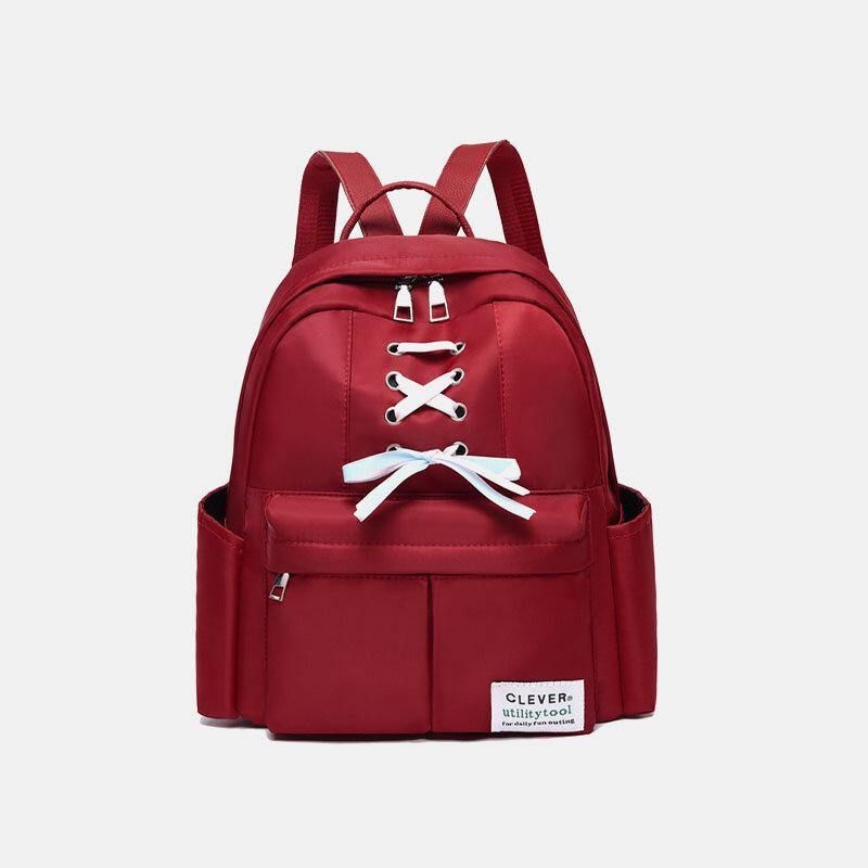 Sac À Dos Scolaire Multi-poches Imperméable Pour Femme Avec Nœud Papillon