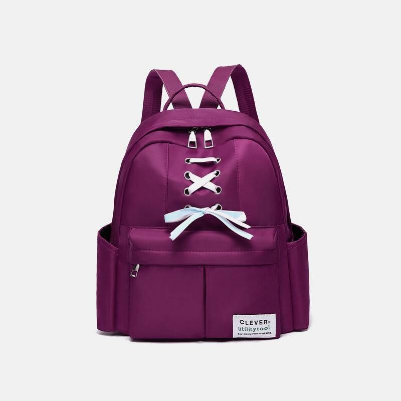 Sac À Dos Scolaire Multi-poches Imperméable Pour Femme Avec Nœud Papillon