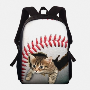 Unisexe Dacron Grande Capacité Chat Chien Dans Le Baseball Football Motif Impression Sac À Dos Cartable