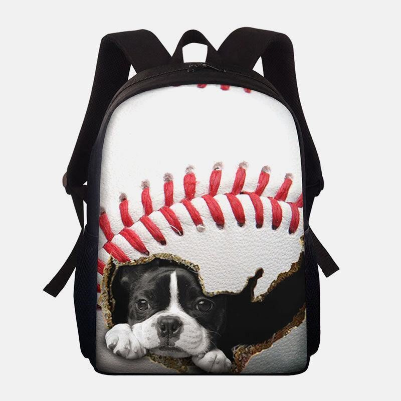 Unisexe Dacron Grande Capacité Chat Chien Dans Le Baseball Football Motif Impression Sac À Dos Cartable