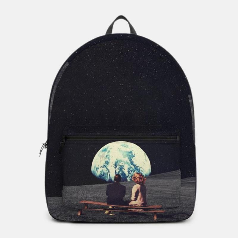 Unisexe Oxford Environmental Protection Space Planets Earth And Moon Print School Bag Backpack