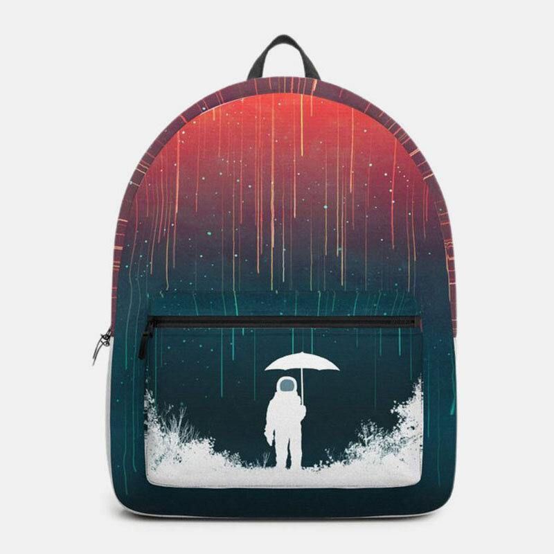 Unisexe Oxford Space Astronaut And Meteor Shower Pattern Print Casual Personality Aestheticism School Bag Backpack