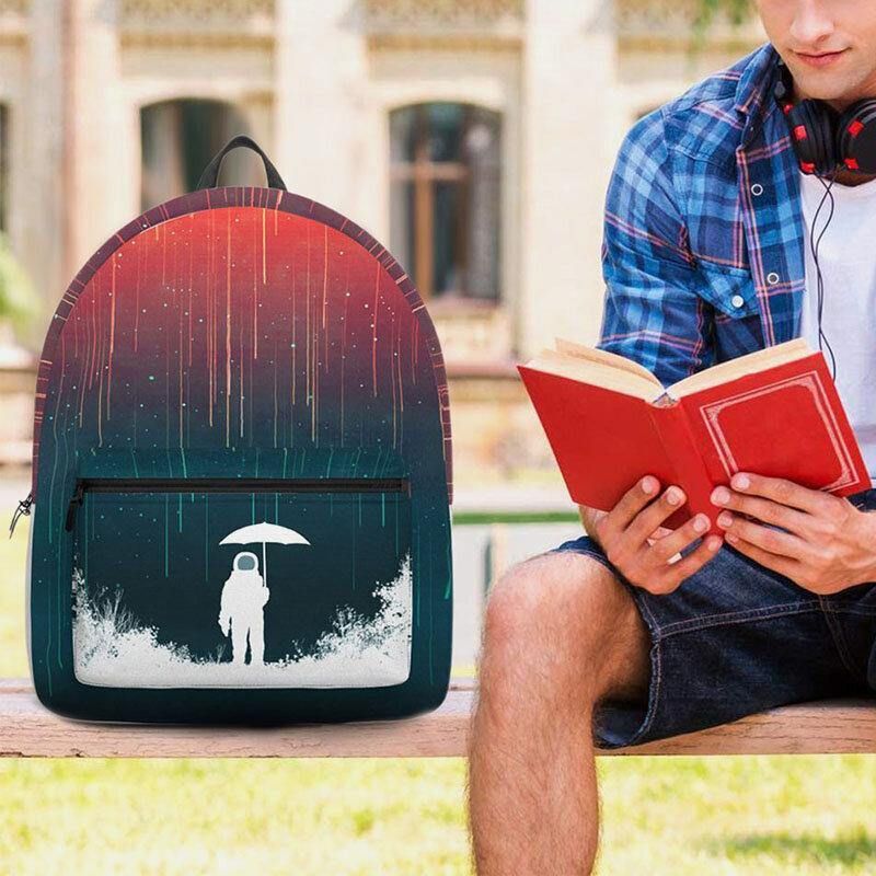 Unisexe Oxford Space Astronaut And Meteor Shower Pattern Print Casual Personality Aestheticism School Bag Backpack