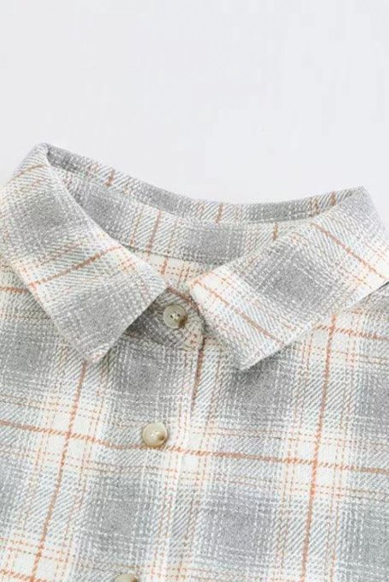 Chemise Boutonnée À Carreaux À Plis Creux