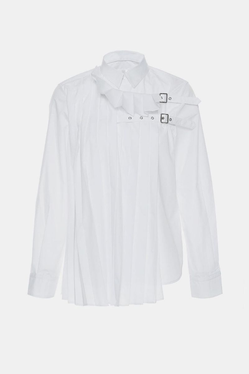 Chemise Boutonnée Plissée À L'avant