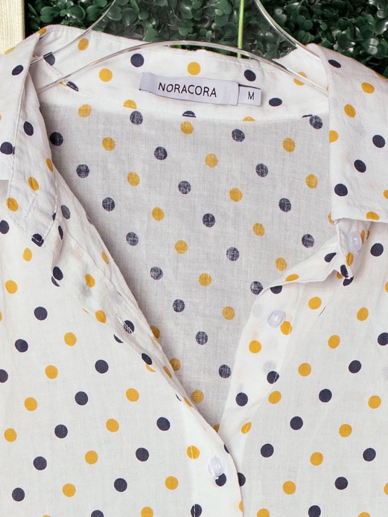 Chemisier À Pois En Coton À Col Chemise Vintage