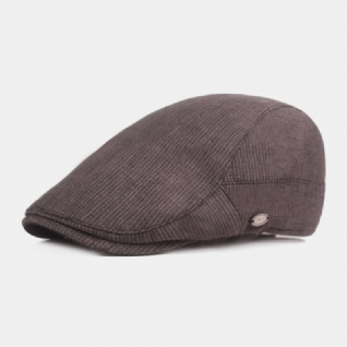 Casquette De Béret En Coton Et Lin Pour Hommes Motif Rayé Pare-soleil Décontracté Casquette Avant Chapeau Plat