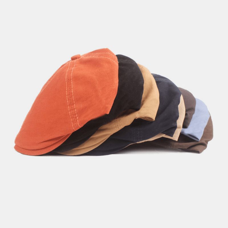 Casquette Béret En Coton Unisexe Couleur Unie Rétro Réglable Pare-soleil Gavroche Chapeau Peintre Chapeau Octogonal Chapeau