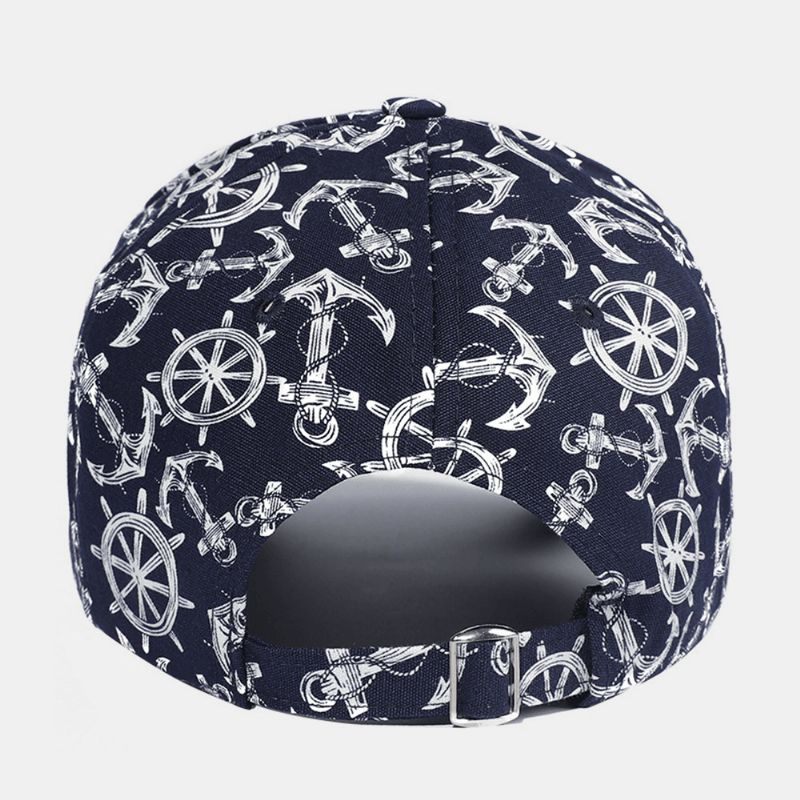 Casquette De Lierre Imprimée En Coton Unisexe Avec Motif D'ancre De Bateau Chapeaux De Baseball Pour Sports De Plein Air D'été