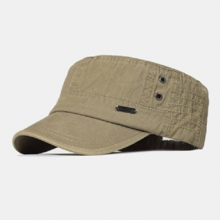 Casquette À Visière En Coton Lavé Pour Hommes Étiquette En Métal Casquette Militaire Casquette Plate