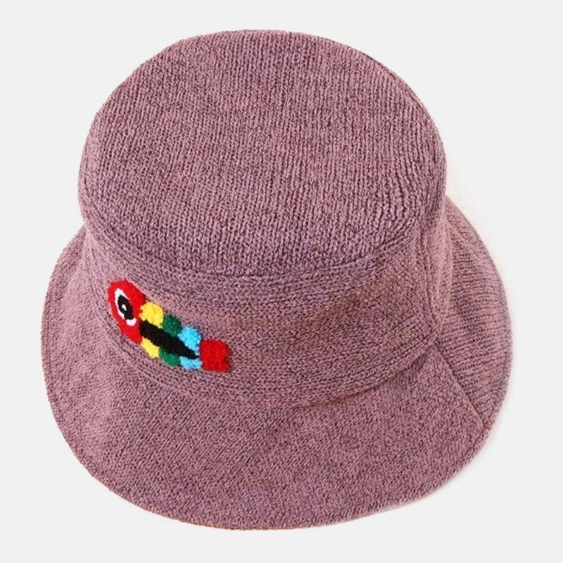 Chapeau De Seau De Chapeau De Couple Occasionnel Mignon D'os De Poisson De Broderie De Laine Unisexe