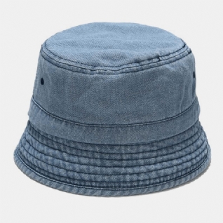 Chapeau De Seau Unisexe En Denim Avec Trous Cassés Fait À L'ancienne