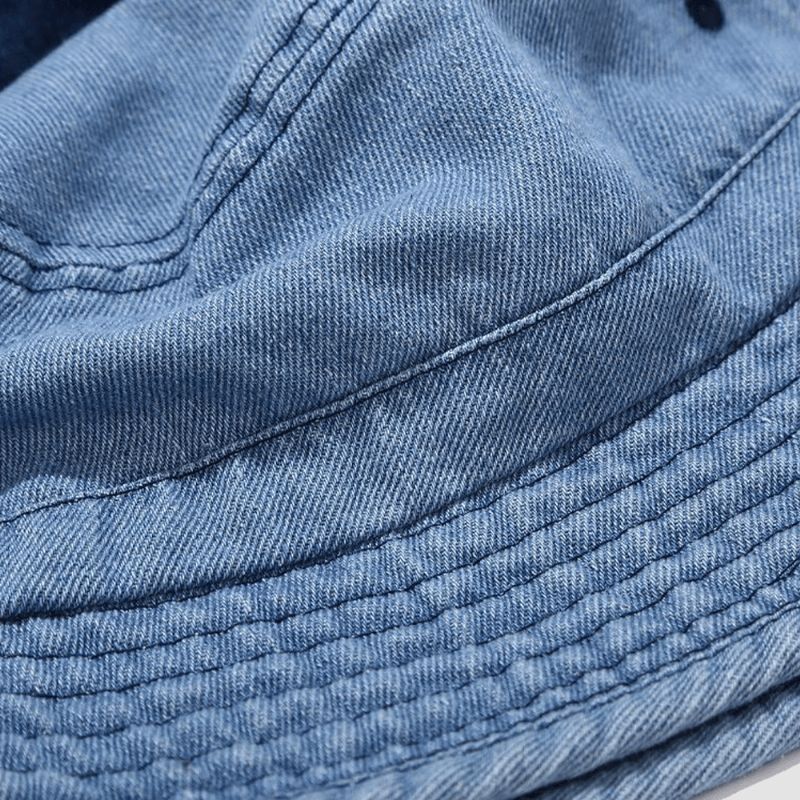 Chapeau De Seau Unisexe En Denim Avec Trous Cassés Fait À L'ancienne