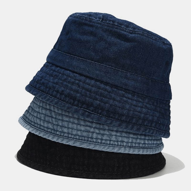 Chapeau De Seau Unisexe En Denim Avec Trous Cassés Fait À L'ancienne