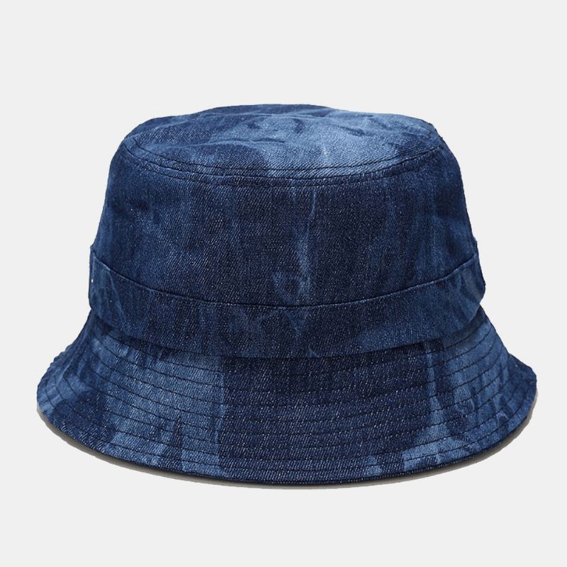 Chapeau De Seau Unisexe En Denim Avec Trous Cassés Fait À L'ancienne