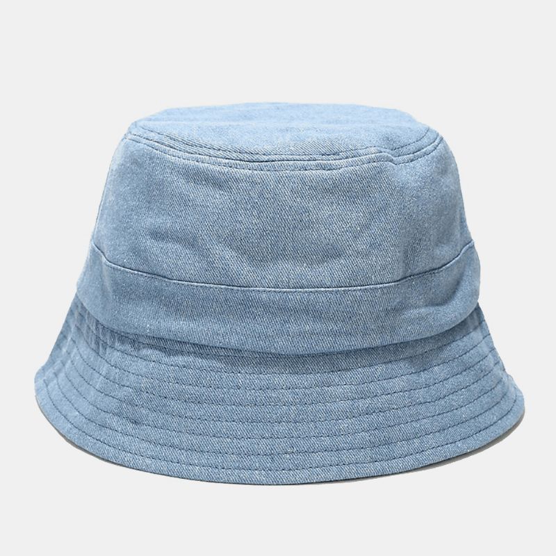 Chapeau De Seau Unisexe En Denim Avec Trous Cassés Fait À L'ancienne