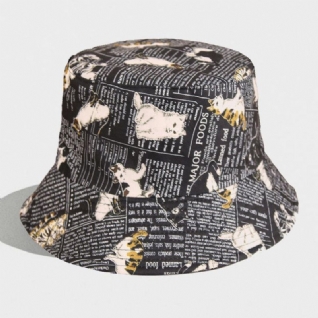 Chapeau De Seau De Voyage Doux Pour Femmes Et Hommes En Coton Double Face Avec Lettres Et Peinture