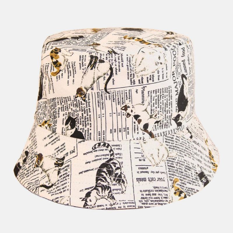 Chapeau De Seau De Voyage Doux Pour Femmes Et Hommes En Coton Double Face Avec Lettres Et Peinture