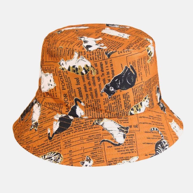 Chapeau De Seau De Voyage Doux Pour Femmes Et Hommes En Coton Double Face Avec Lettres Et Peinture