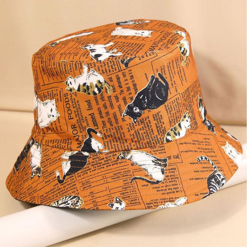 Chapeau De Seau De Voyage Doux Pour Femmes Et Hommes En Coton Double Face Avec Lettres Et Peinture