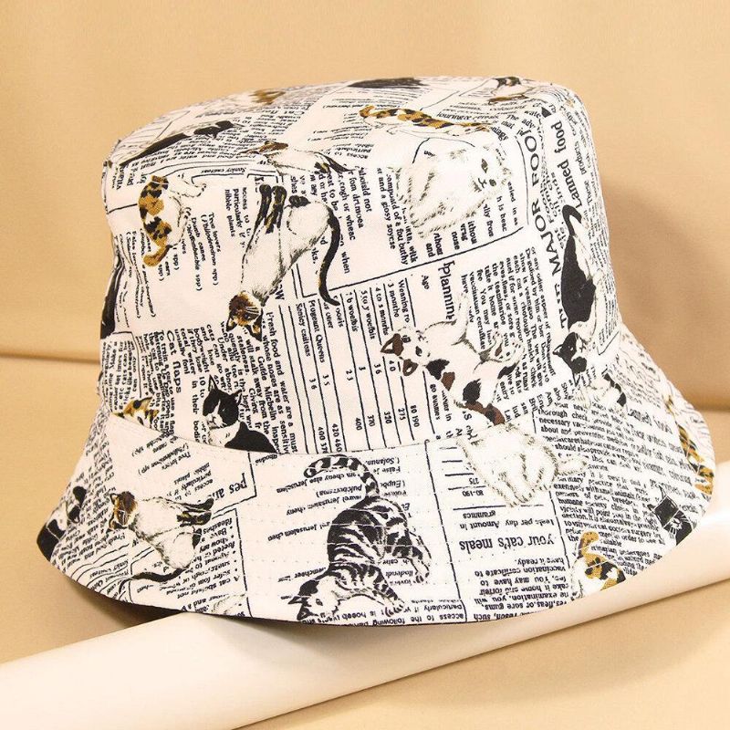 Chapeau De Seau De Voyage Doux Pour Femmes Et Hommes En Coton Double Face Avec Lettres Et Peinture