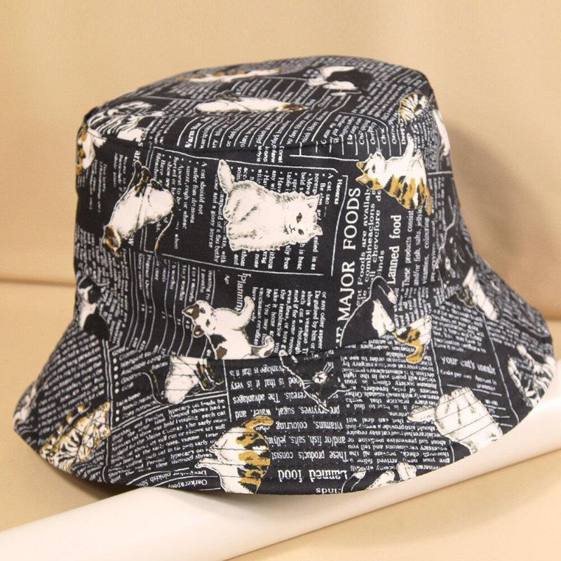 Chapeau De Seau De Voyage Doux Pour Femmes Et Hommes En Coton Double Face Avec Lettres Et Peinture