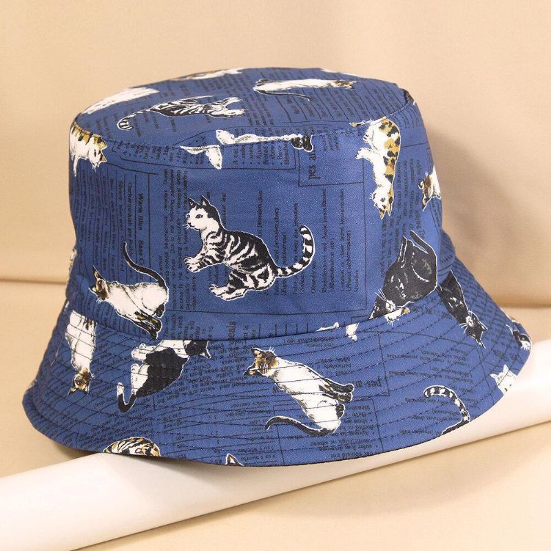 Chapeau De Seau De Voyage Doux Pour Femmes Et Hommes En Coton Double Face Avec Lettres Et Peinture