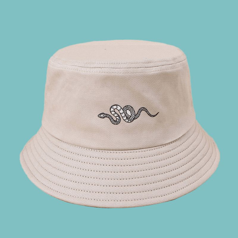 Chapeau De Soleil Imprimé Motif Serpent Unisexe Coton Simple Polyvalent Chapeau Seau De Protection Solaire