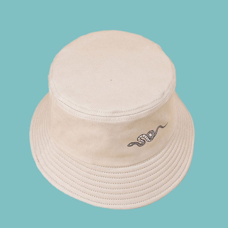 Chapeau De Soleil Imprimé Motif Serpent Unisexe Coton Simple Polyvalent Chapeau Seau De Protection Solaire