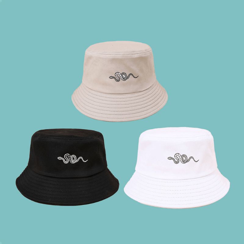 Chapeau De Soleil Imprimé Motif Serpent Unisexe Coton Simple Polyvalent Chapeau Seau De Protection Solaire