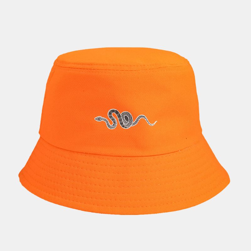 Chapeau De Soleil Imprimé Motif Serpent Unisexe Coton Simple Polyvalent Chapeau Seau De Protection Solaire