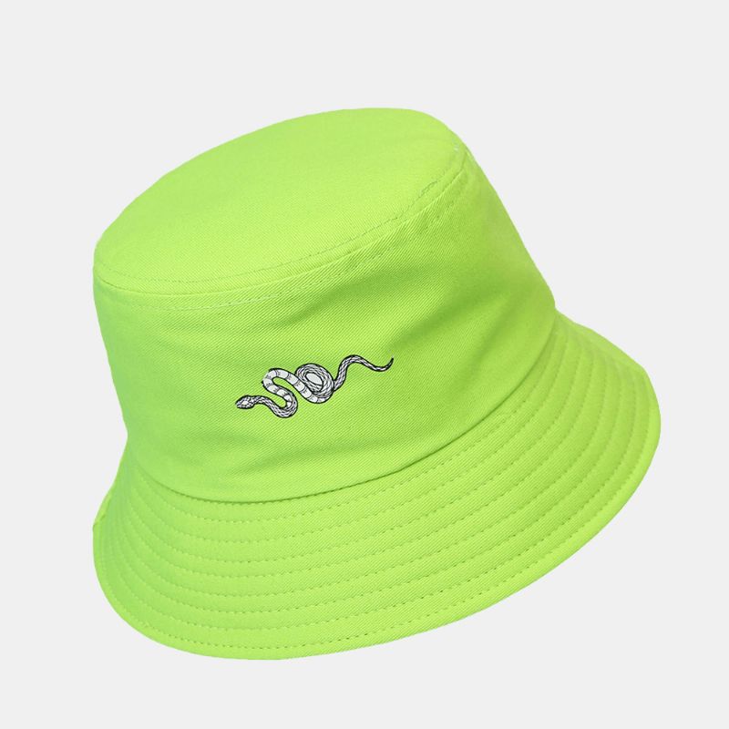 Chapeau De Soleil Imprimé Motif Serpent Unisexe Coton Simple Polyvalent Chapeau Seau De Protection Solaire