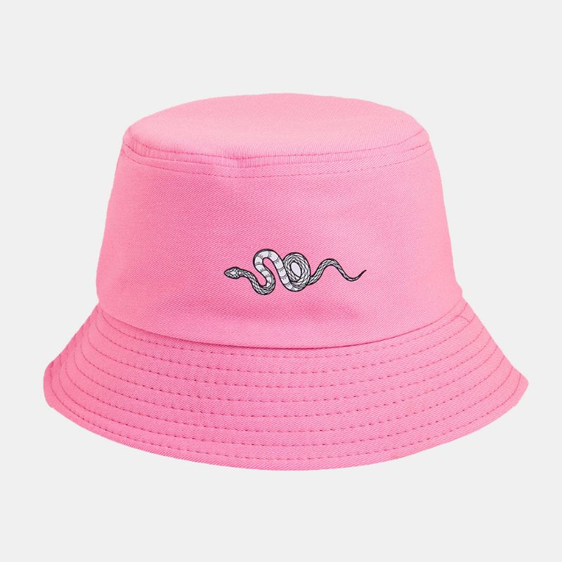 Chapeau De Soleil Imprimé Motif Serpent Unisexe Coton Simple Polyvalent Chapeau Seau De Protection Solaire