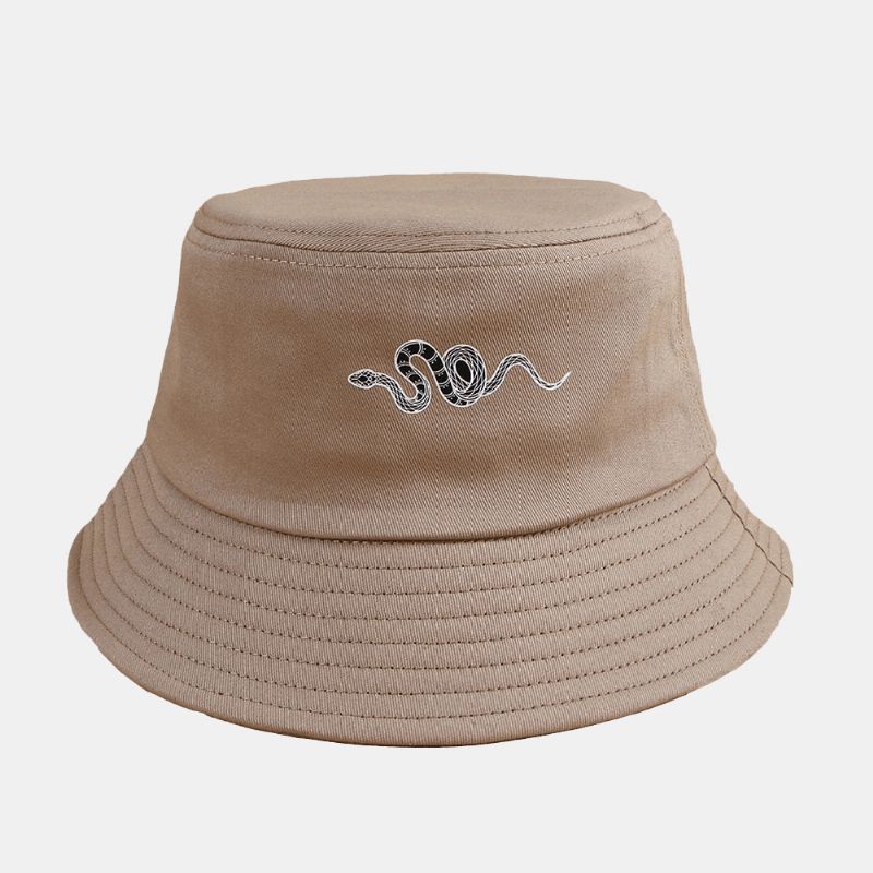 Chapeau De Soleil Imprimé Motif Serpent Unisexe Coton Simple Polyvalent Chapeau Seau De Protection Solaire