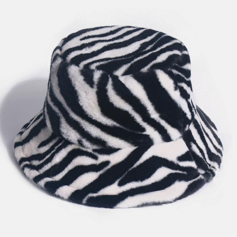 Chapeau Unisexe En Feutre Motif Zèbre Plus Épais Et Velours Chaud Coupe-vent Doux Tout Match