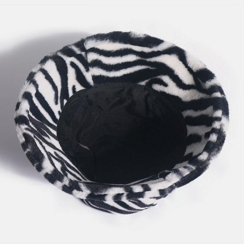 Chapeau Unisexe En Feutre Motif Zèbre Plus Épais Et Velours Chaud Coupe-vent Doux Tout Match