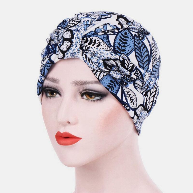 Femmes Coton Coloré Pastorale Motif Floral Casual Personnalité Élastique Brimless Beanie Écharpe