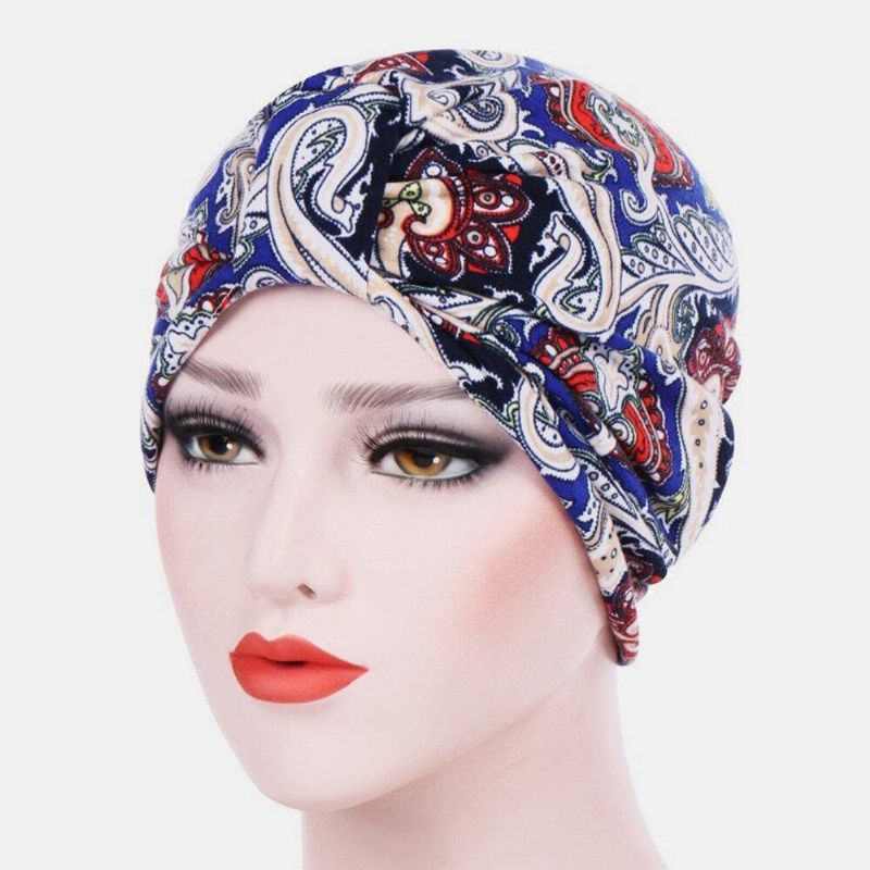 Femmes Coton Coloré Pastorale Motif Floral Casual Personnalité Élastique Brimless Beanie Écharpe