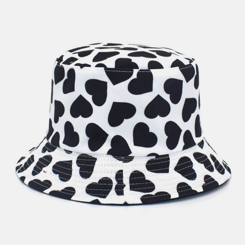 Femmes Et Hommes Love Print Pattern Double Face Outdoor Casual Sunshade Bucket Hat