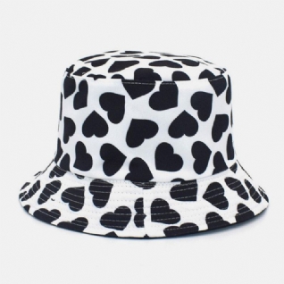 Femmes Et Hommes Love Print Pattern Double Face Outdoor Casual Sunshade Bucket Hat