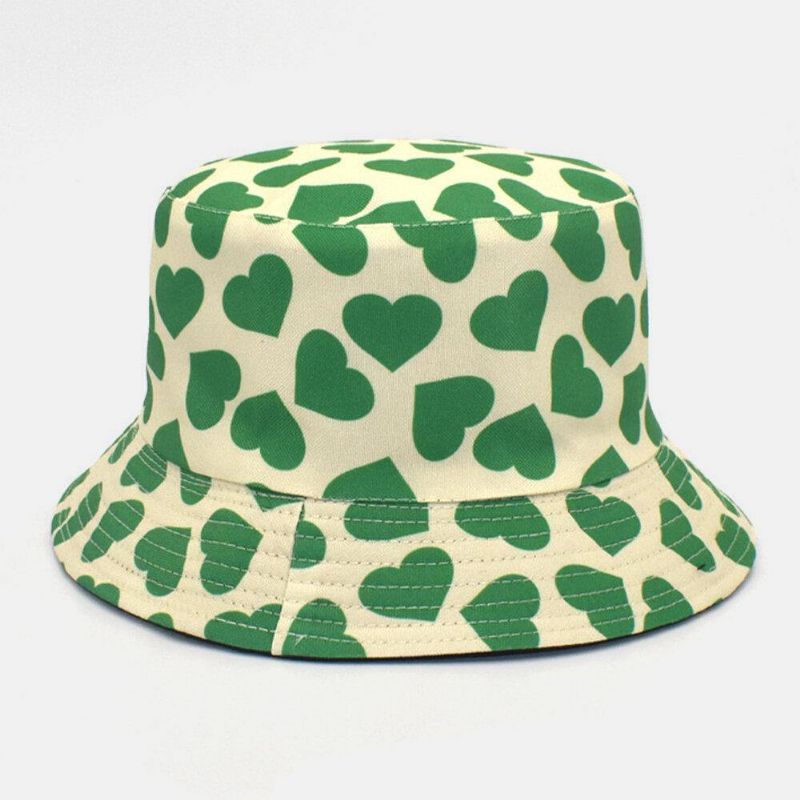 Femmes Et Hommes Love Print Pattern Double Face Outdoor Casual Sunshade Bucket Hat