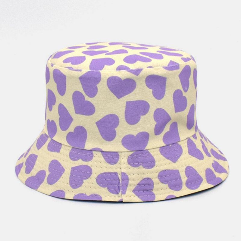 Femmes Et Hommes Love Print Pattern Double Face Outdoor Casual Sunshade Bucket Hat