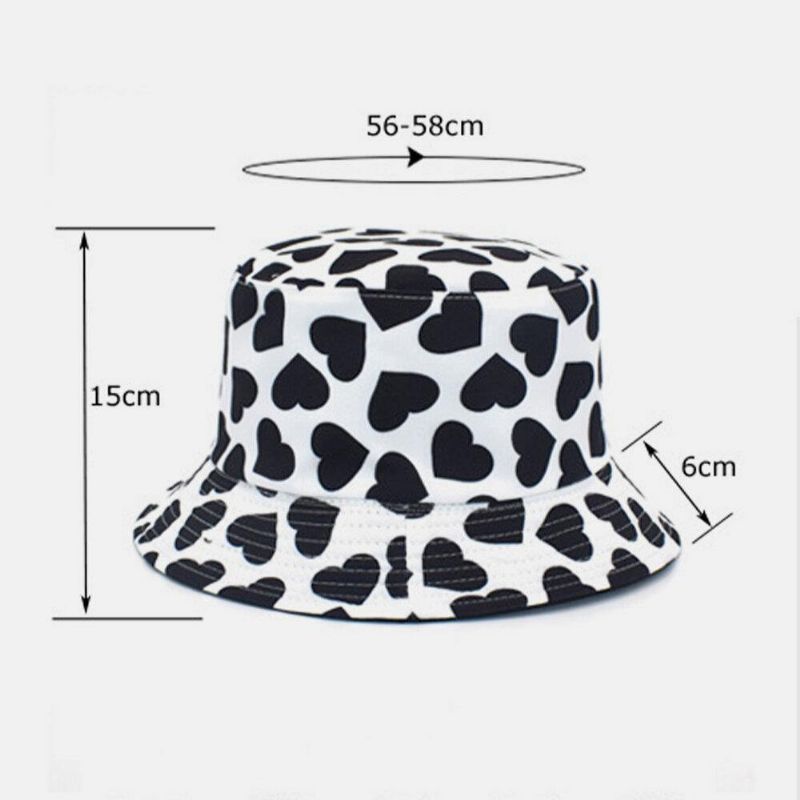 Femmes Et Hommes Love Print Pattern Double Face Outdoor Casual Sunshade Bucket Hat