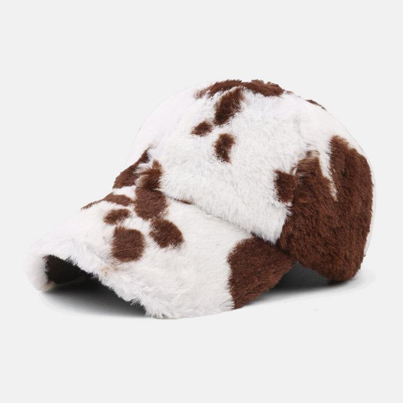 Femmes En Peluche Vache Motif Chaud Mode Personnalité Pare-soleil Chapeau De Baseball