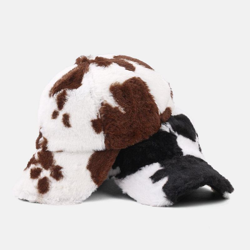 Femmes En Peluche Vache Motif Chaud Mode Personnalité Pare-soleil Chapeau De Baseball