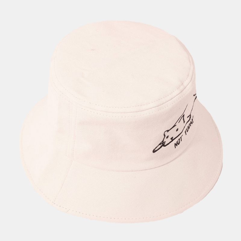 Unisexe Coton Couleur Unie Seau Chapeau Lettres Dessin Animé Chat Broderie Simple Été Voyage Plage Chapeau